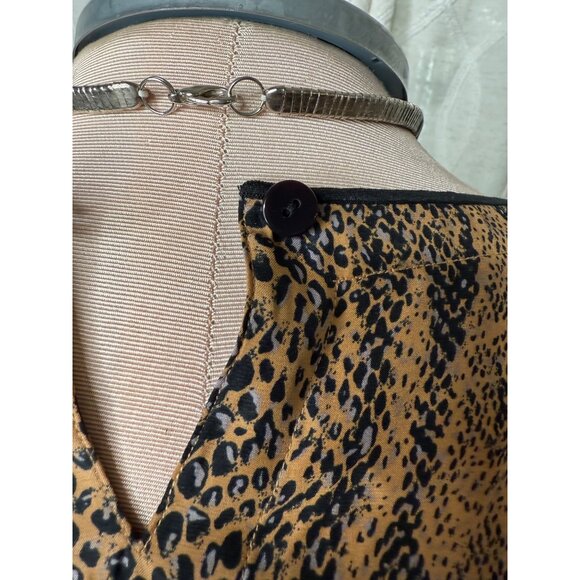 VTG 90s Blue Ice silk Animal Print Safari reptile snakeskin Sleeveless Top12 - Picture 11 of 11